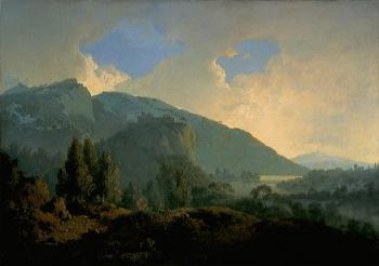Joseph Wright Of Derby : An Italian Landscape with Mountains and a River
